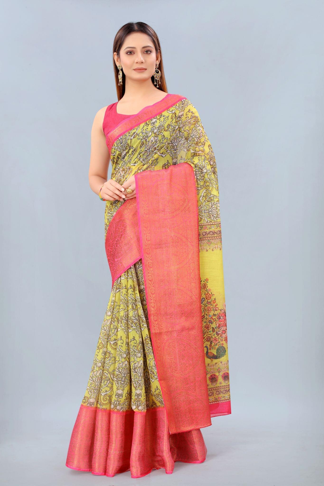 Silk Zone Women's Cotton Digital Print Zari Sequin Woven Black Saree
