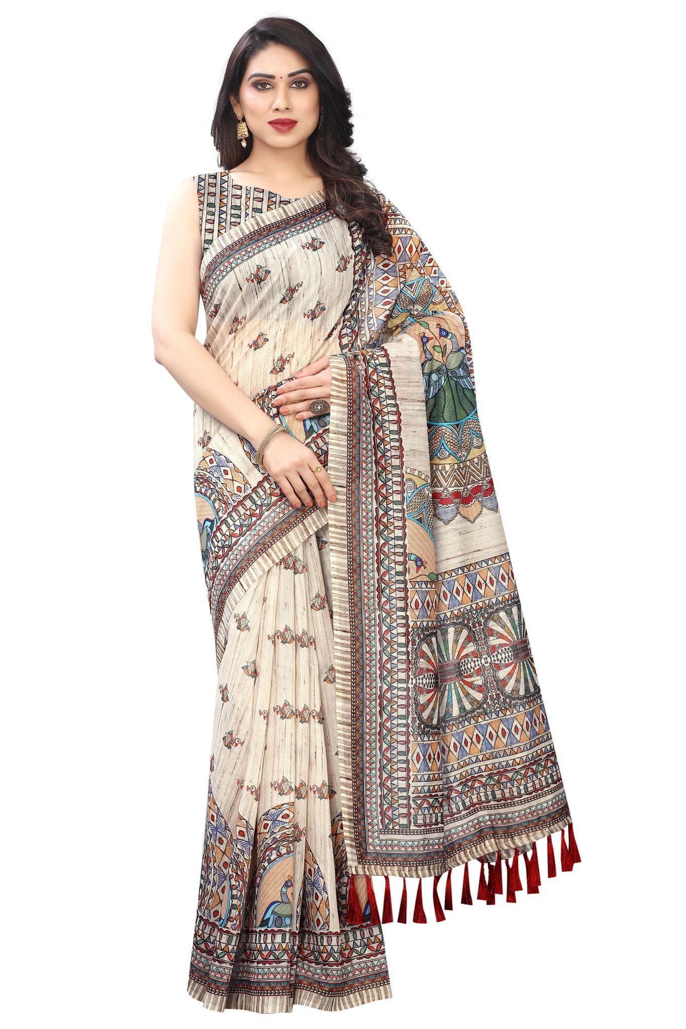 Silk Zone Women's Chanderi Cotton Saree With Blouse Piece