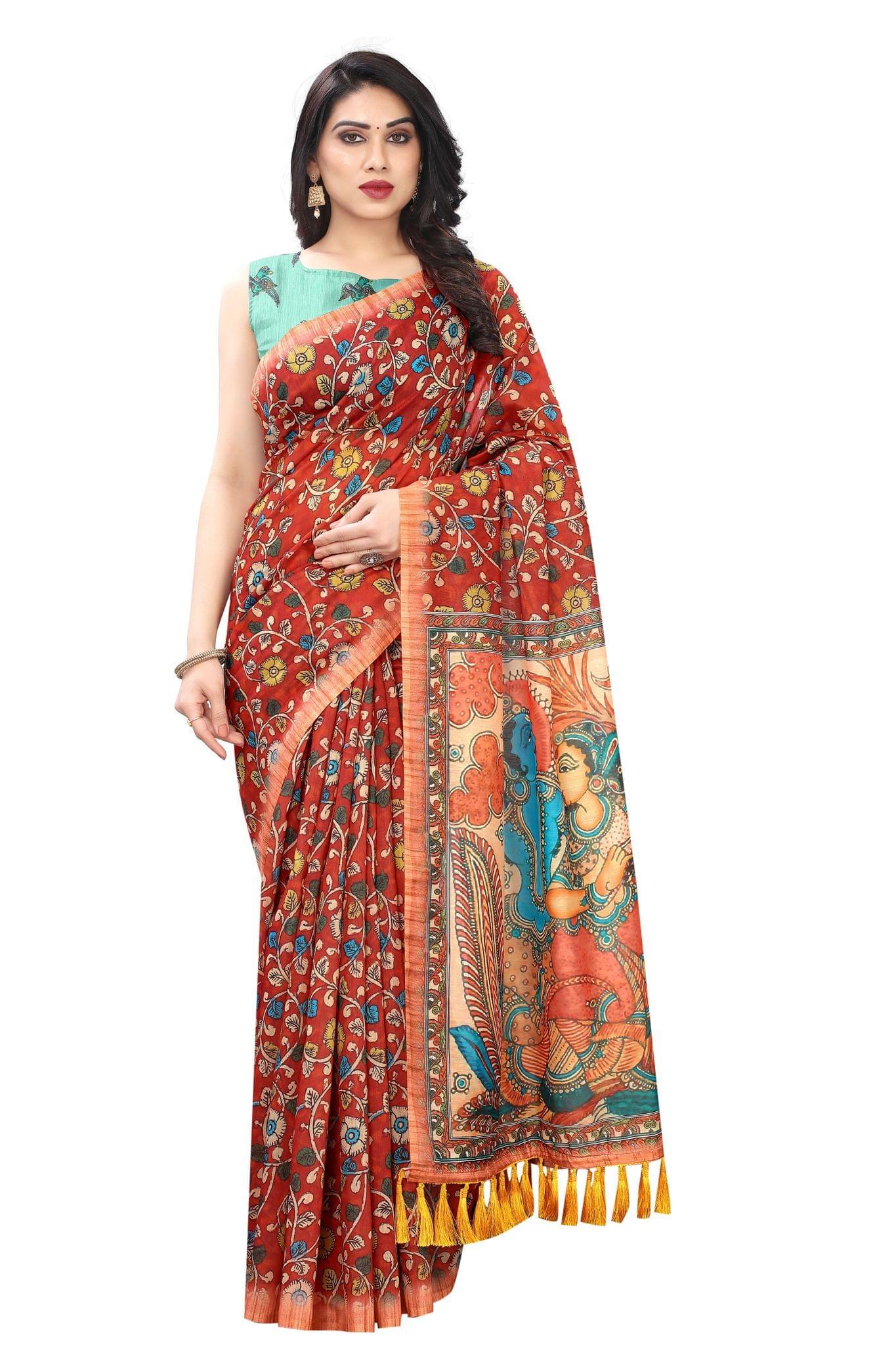 Silk Zone Women's Chanderi Cotton Saree With Blouse Piece