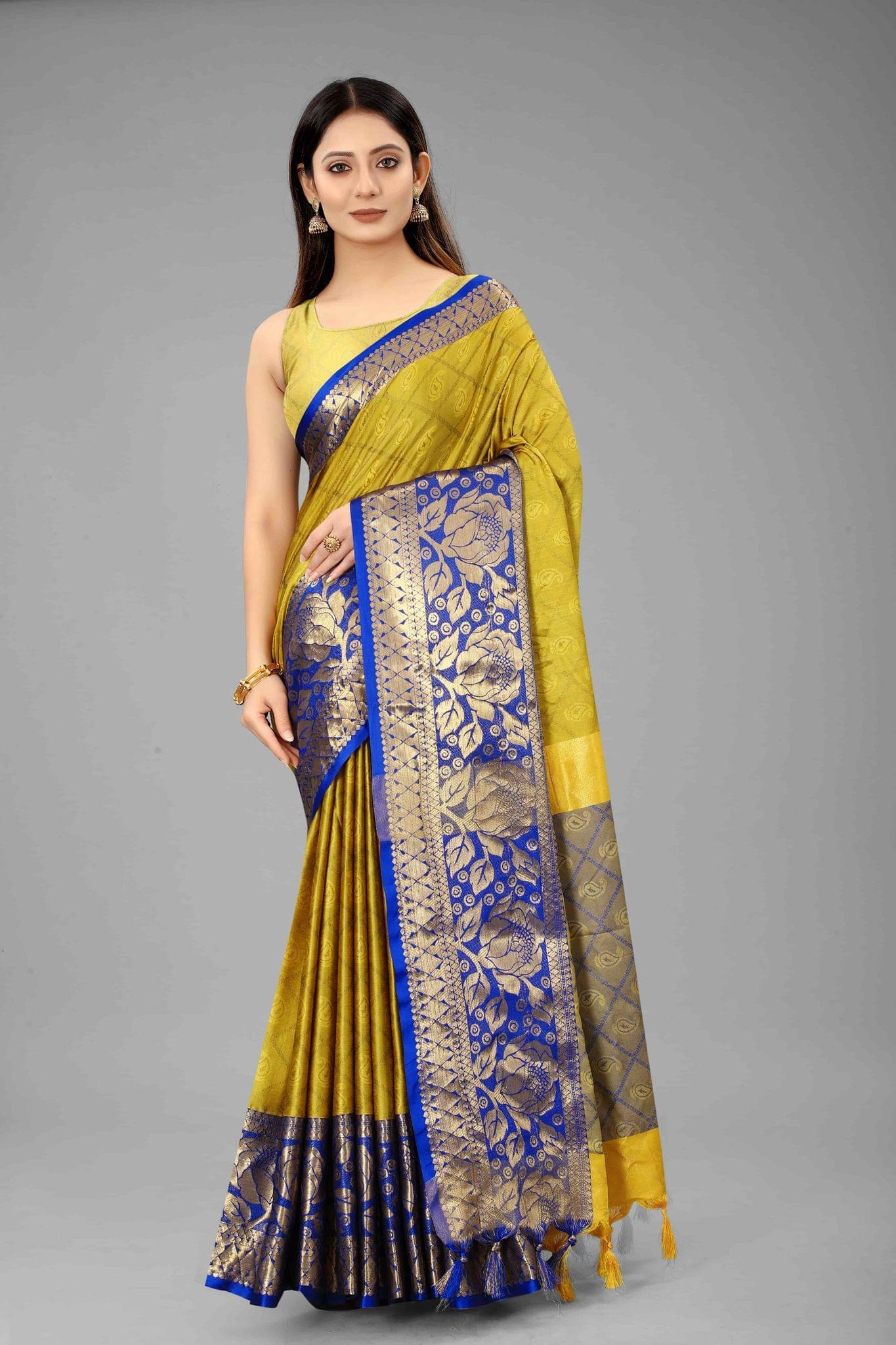 Silk Zone Women's Pattu Art Silk Saree With Unstiched Blouse Piece