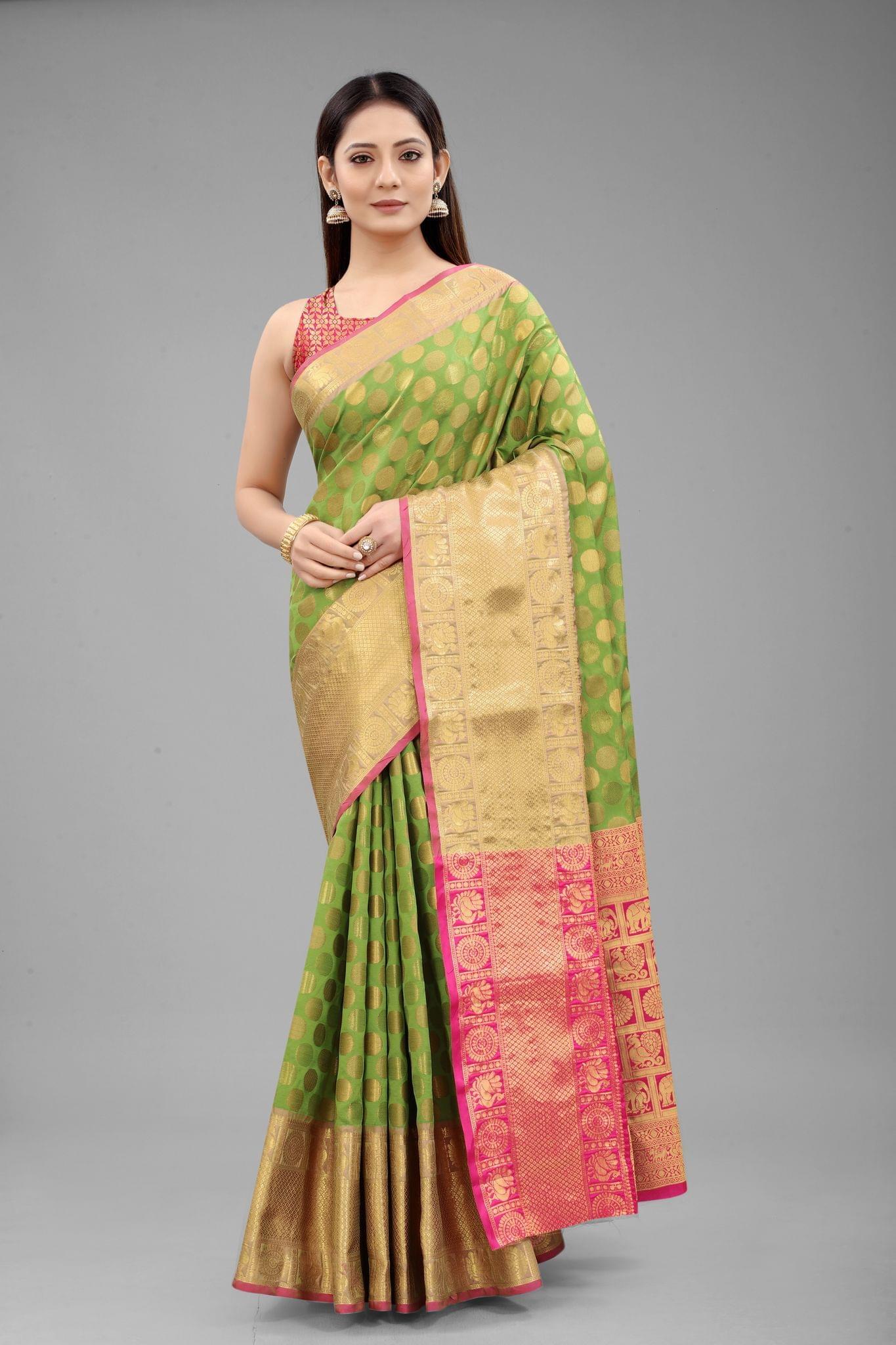 Silk Zone Women's Banarasi Silk Woven Saree With Unstiched Blouse Piece