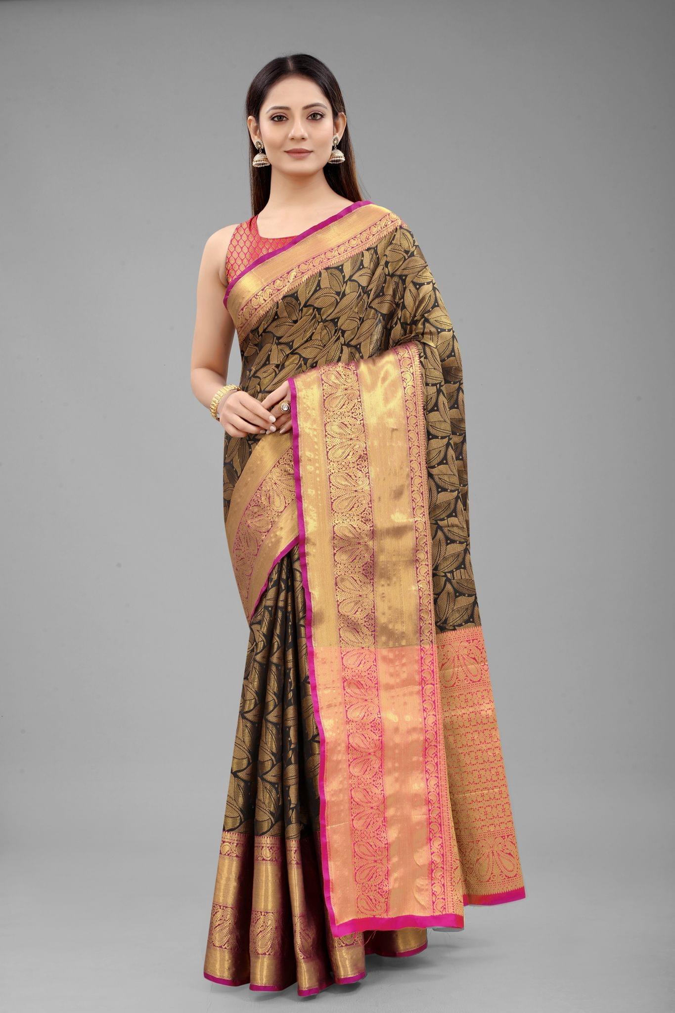 Silk Zone Women's Banarasi Silk Woven Saree With Unstiched Blouse Piece