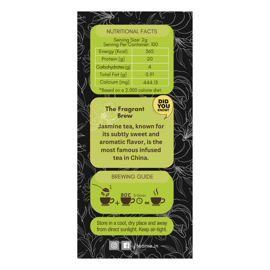 TEA & ME Jasmine Green Loose Leaf Tea, Finest grade green leaf tea with jasmine buds with antioxidants for overall well-being in golden dom tin Great for tea lovers or as a thoughtful present