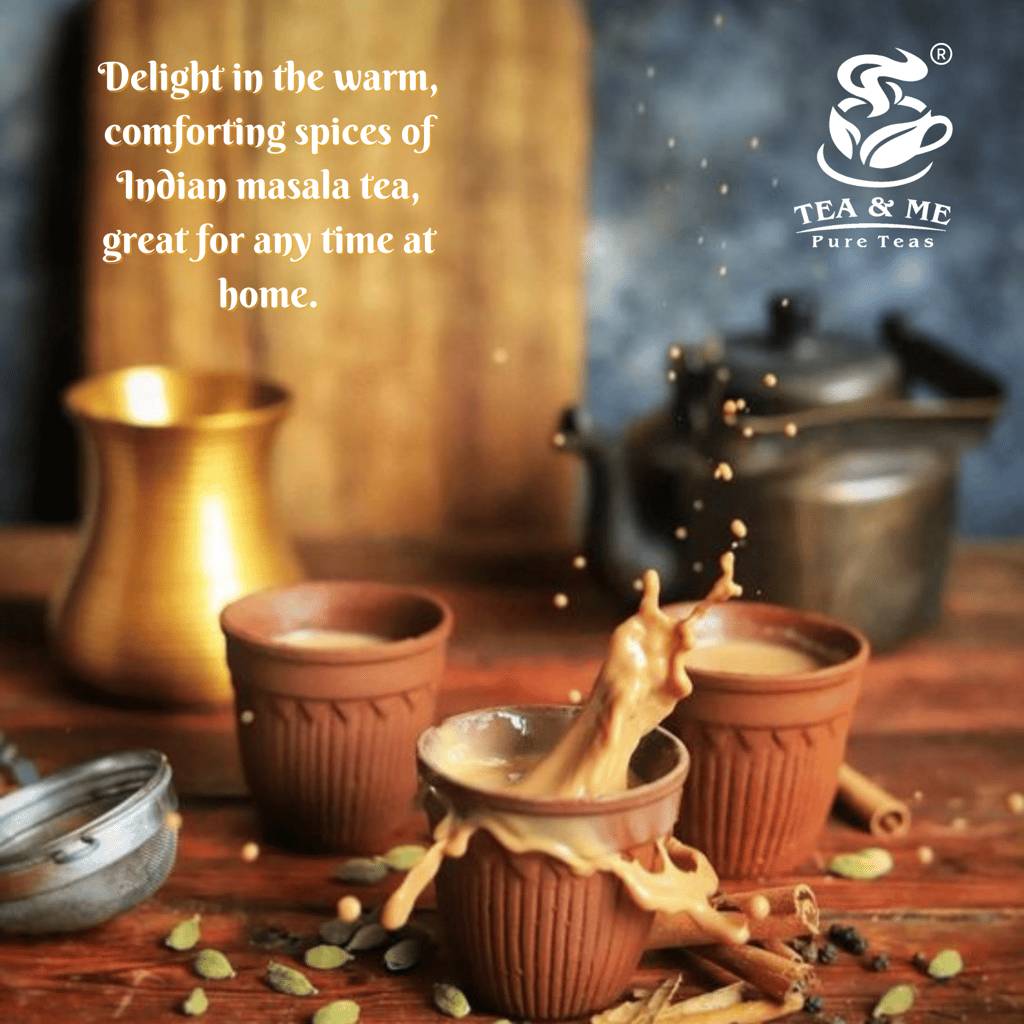 Tea & Me Masala Tea Blended CTC with finest Indian spices Black Pepper, Cardamom, Cinnamon, Ginger, Masala Chai Tin