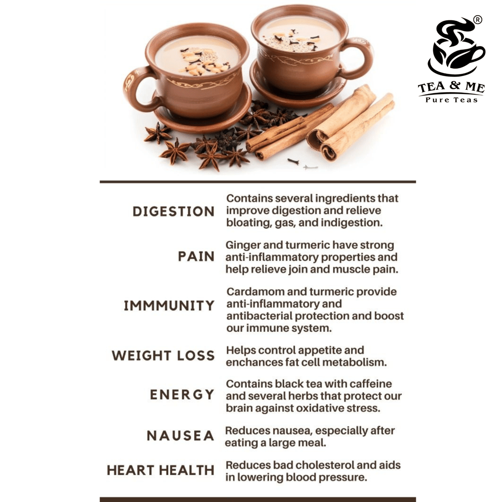 Tea & Me Masala Tea Blended CTC with finest Indian spices Black Pepper, Cardamom, Cinnamon, Ginger, Masala Chai Tin