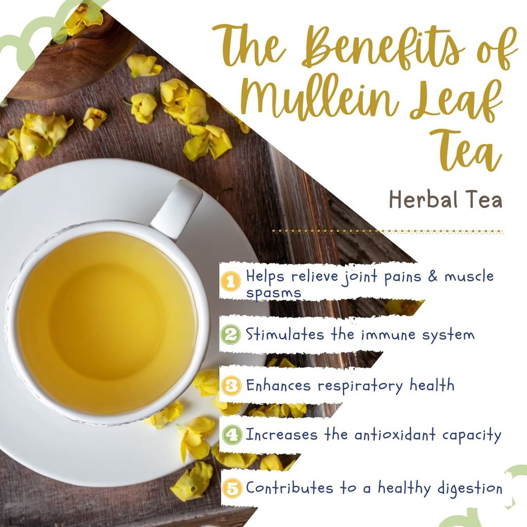 TEA & ME Mullein Tea for lungs Detox, Mullien tea Leaf May Help Boost Respiratory Health and Immune Support, Mullen tea is a Natural Sleep Aid, Natural Pain Relief, Natural Cleanse Herbal Tea