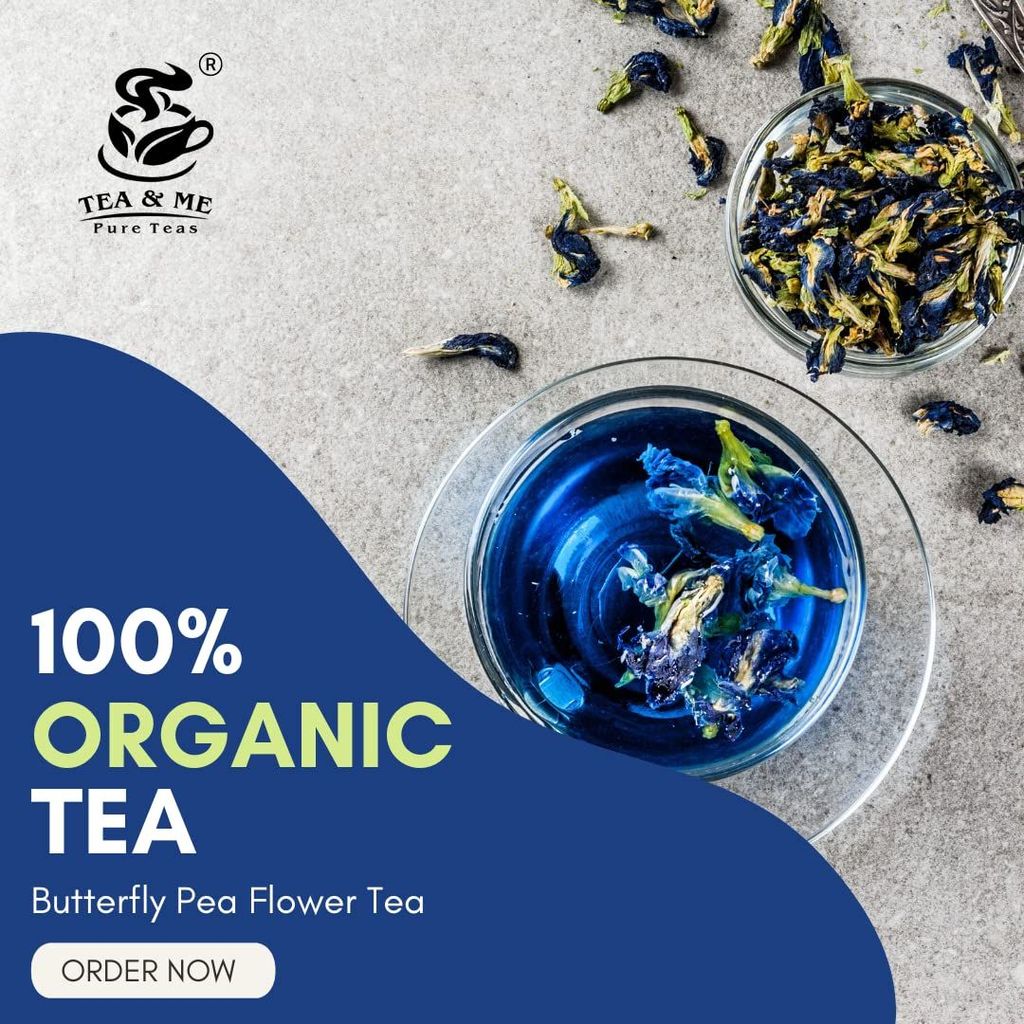 TEA & ME Butterfly Pea Flower Tea/Premium Blue Tea/Aparajita ke phool Flower/Petals/Hot Tea, Natural Blue Iced Tea, Mocktails, Relieves Stress/Ayurvedic Shankhpushpi Tea/Tea Blends