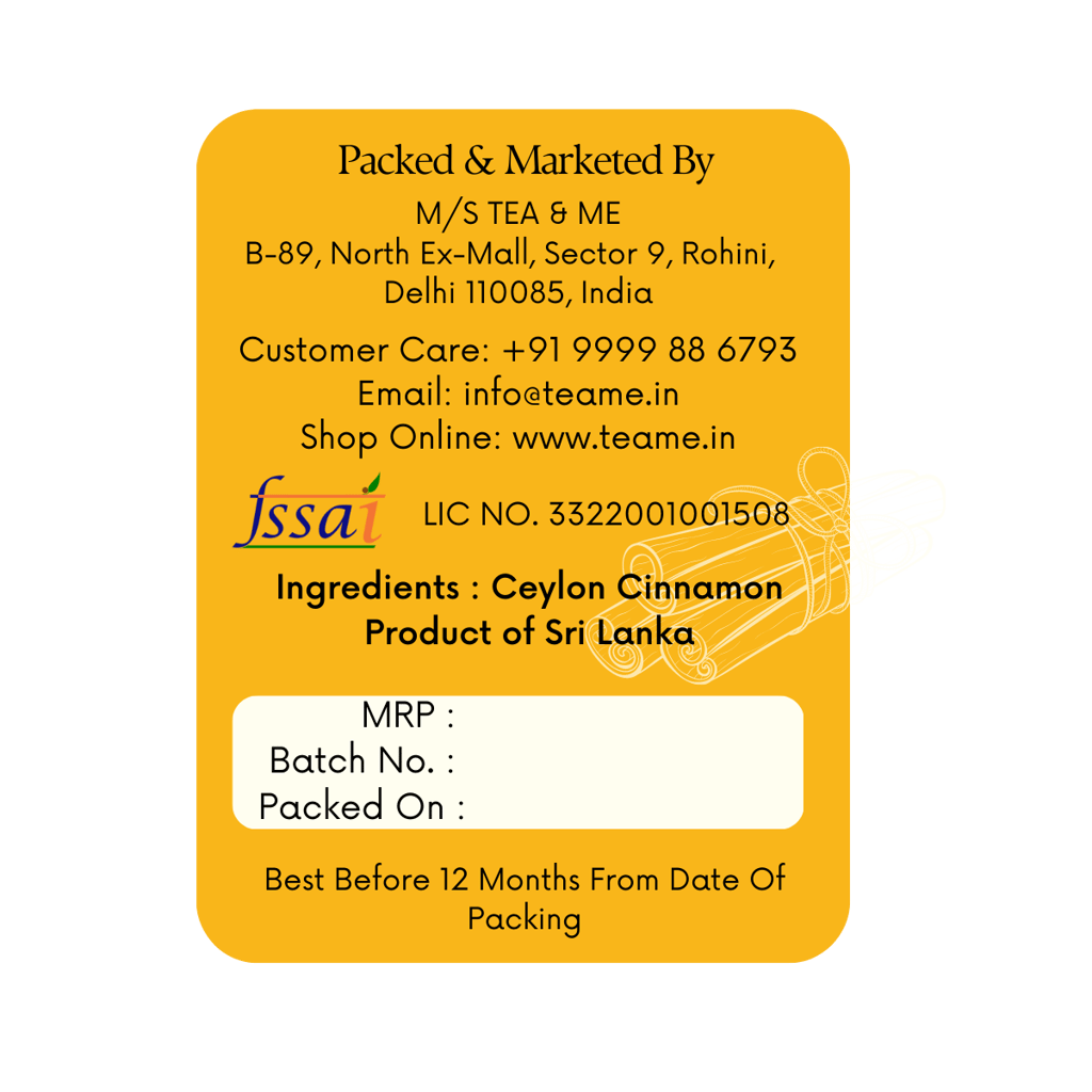 TEA & ME Ceylon Cinnamon comes from Sri Lanka & is called True Cinnamon.