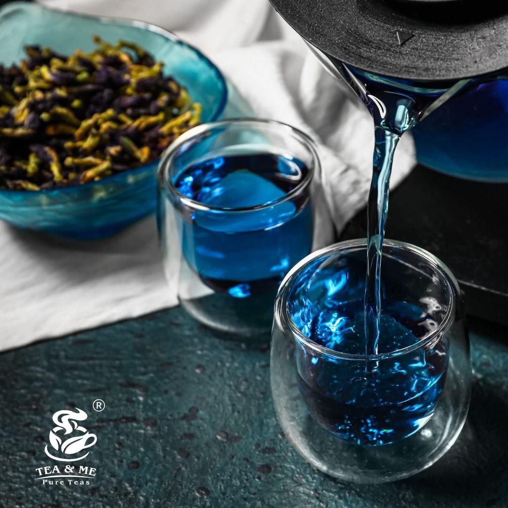 TEA & ME Butterfly Pea Flower Tea/Premium Blue Tea/Aparajita ke phool Flower/Petals/Hot Tea, Natural Blue Iced Tea, Mocktails, Relieves Stress/Ayurvedic Shankhpushpi Tea/Tea Blends