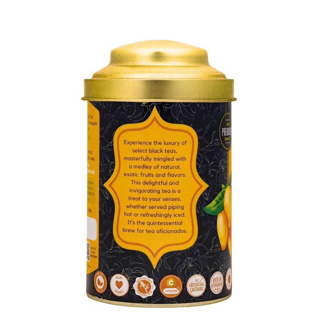 Tea & Me Mango Black Loose Leaf Tea | Natural Flavour Mango, Pineapple, Passionfruit with Whole Leaf Tea | 100% Natural Ingredient | Iced Tea and Hot Tea