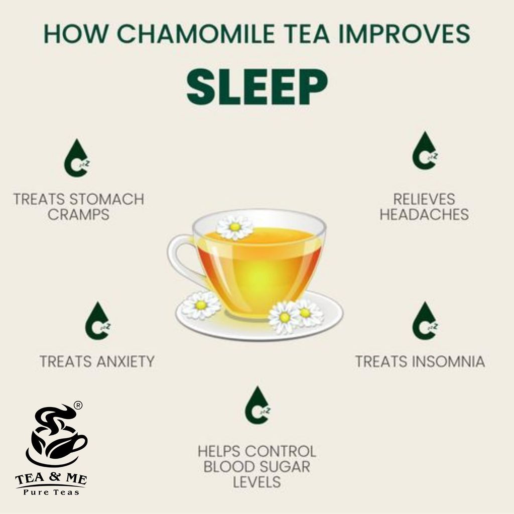 TEA & ME Chamomile Tea Loose Leaves Organic, Pure Chamomile Herbal Tea, Pure Whole Flower Buds of Chamomile for Sleep & Stress Relief, Camomile Detox Tea, Caffeine-Free Relaxing Tea For Insomnia