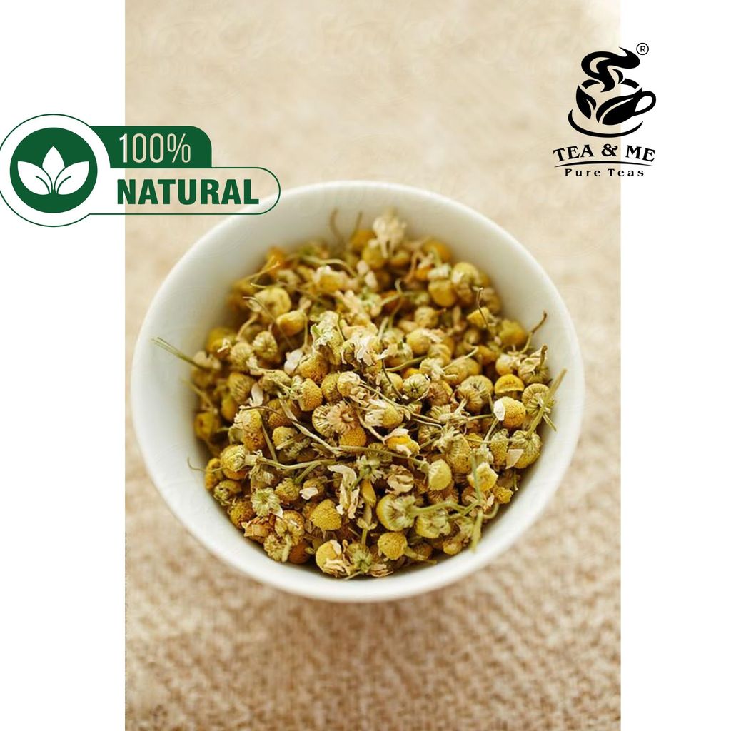 TEA & ME Chamomile Tea Loose Leaves Organic, Pure Chamomile Herbal Tea, Pure Whole Flower Buds of Chamomile for Sleep & Stress Relief, Camomile Detox Tea, Caffeine-Free Relaxing Tea For Insomnia