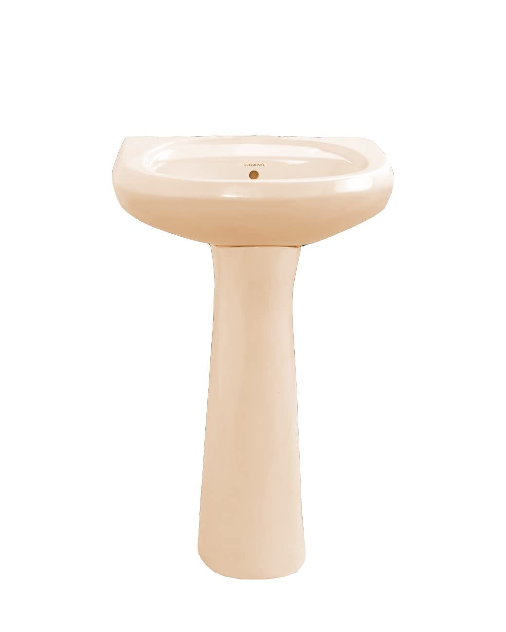 Belmonte Wash Basin with Pedestal, Ivory, Glossy Finish