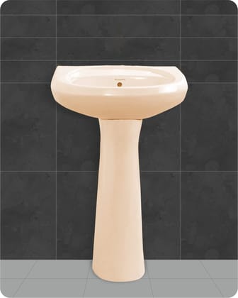 Belmonte Wash Basin with Pedestal, Ivory, Glossy Finish