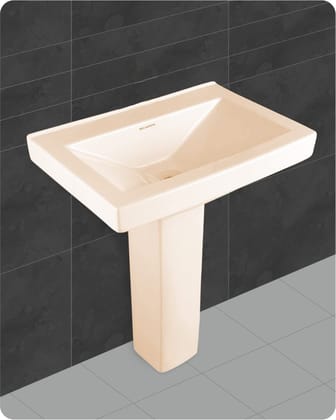 Belmonte Ceramic Big/Large Wash Basin LCD with Pedestal/Stand Glossy Finish for Bathroom 26 Inch x 18 Inch - Ivory