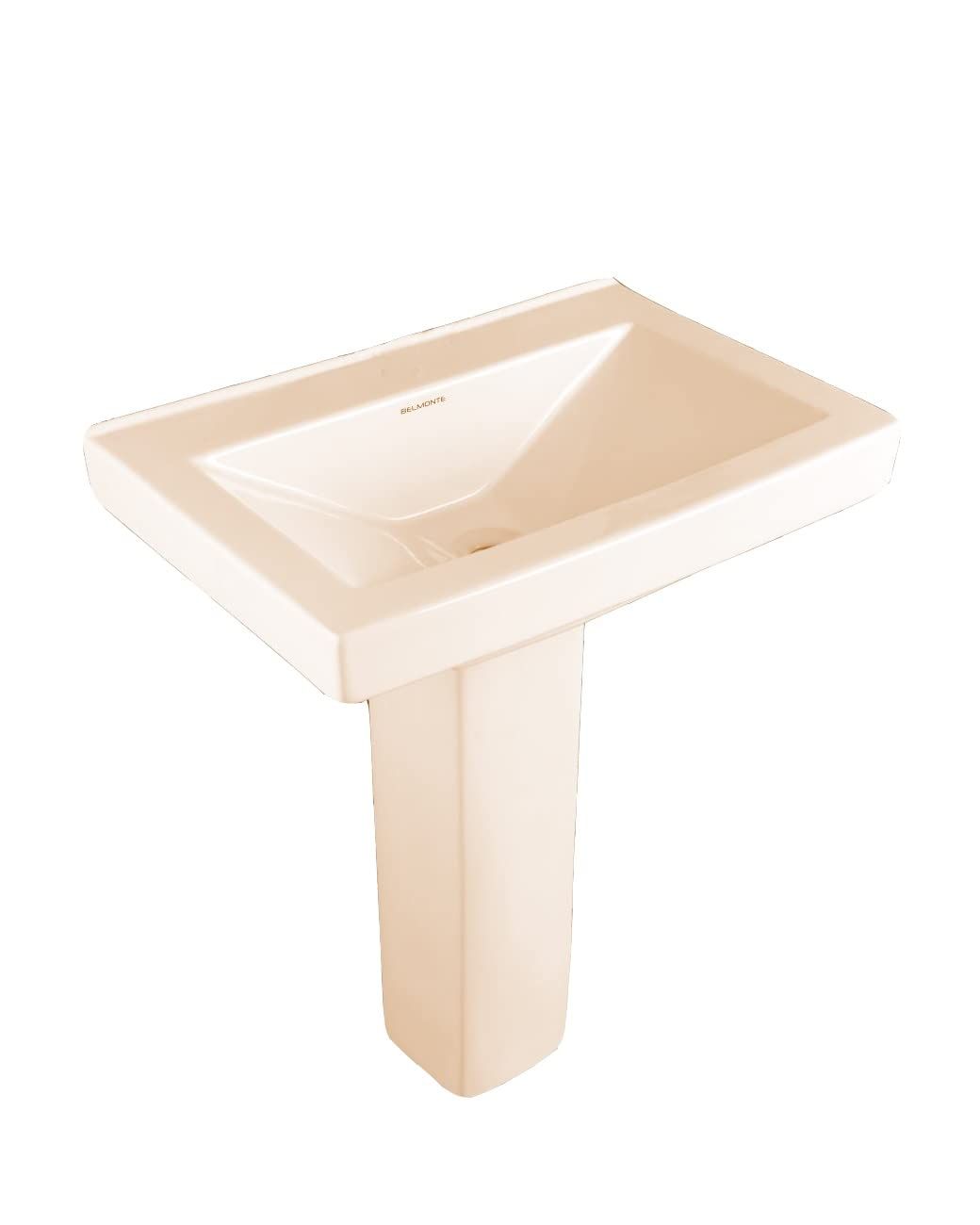 Belmonte Ceramic Big/Large Wash Basin LCD with Pedestal/Stand Glossy Finish for Bathroom 26 Inch x 18 Inch - Ivory