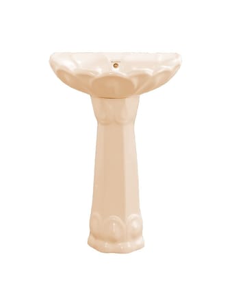 Belmonte Ceramic Bathroom Wash Basin Lotus 23 Inch X 17 Inch with Stand/Pedestal - Ivory