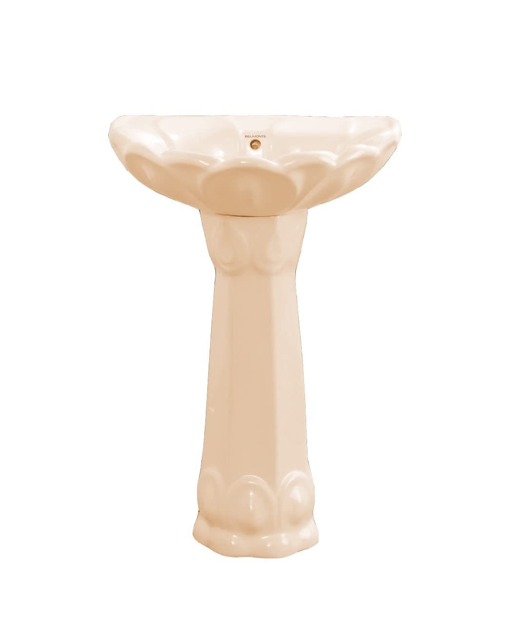 Belmonte Ceramic Bathroom Wash Basin Lotus 23 Inch X 17 Inch with Stand/Pedestal - Ivory