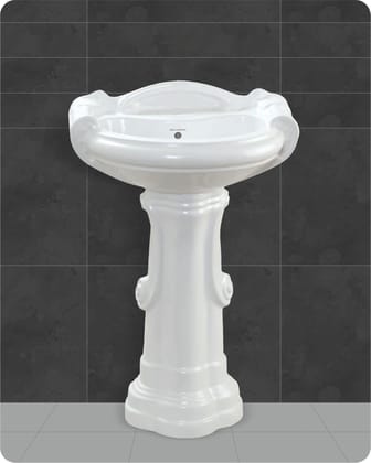 Belmonte Ceramic Big, Large Glossy Wash Basin for Bathroom Sterling with Stand, Pedestal (White, 25x18 inch)