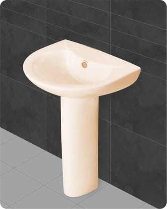 Belmonte Ceramic Wash Basin Royal with Stand/Pedestal for Bathroom/Washroom/Toilet 21 Inch x 18 Inch - Ivory