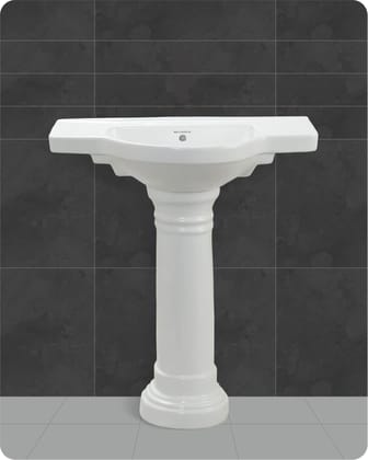 Belmonte Ceramic Pedestal Wash Basin Counter 30 Inch x 18 Inch, White, Fine Finish