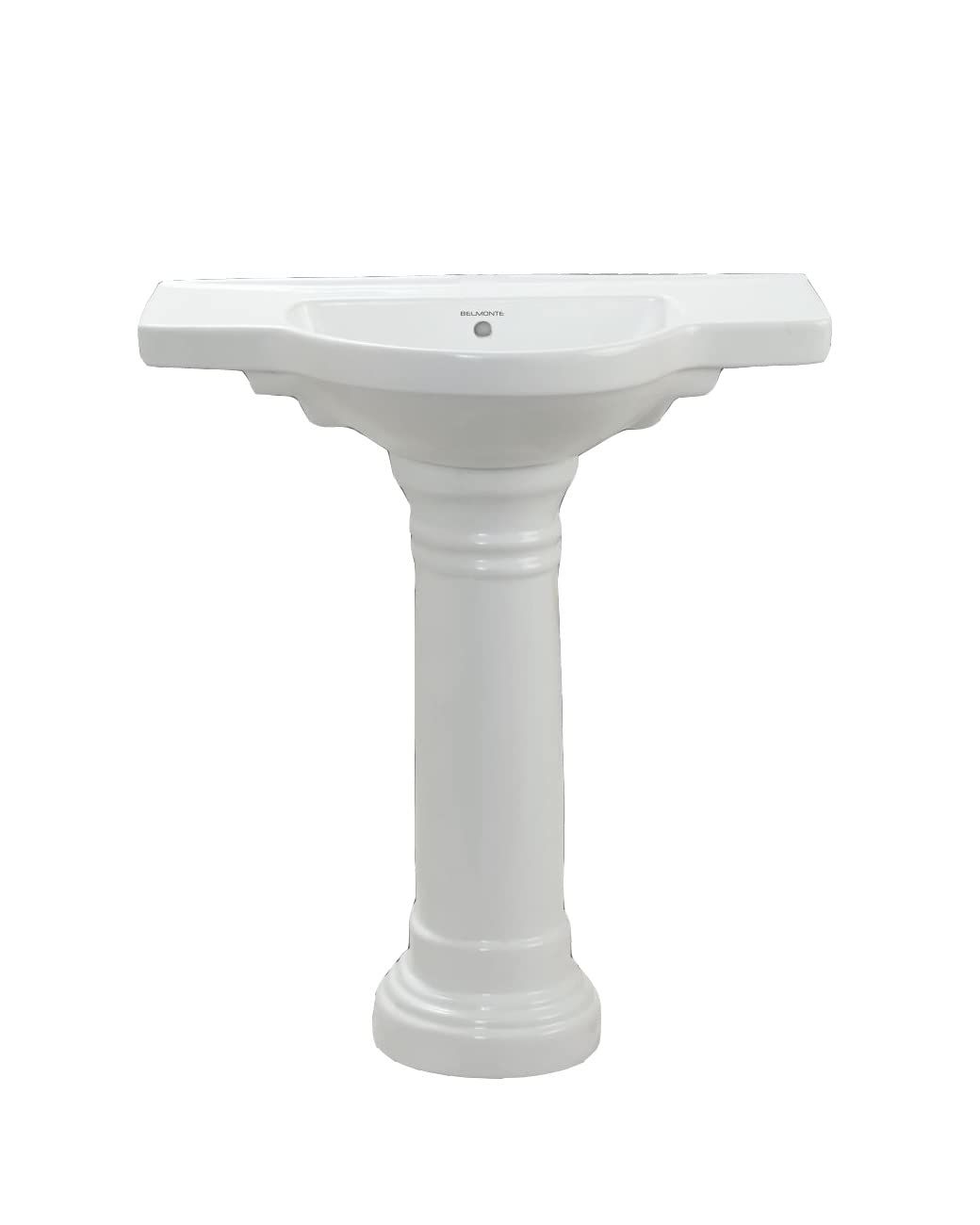 Belmonte Ceramic Pedestal Wash Basin Counter 30 Inch x 18 Inch, White, Fine Finish