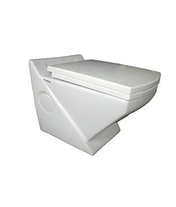 Belmonte Wall Hung Commode Water Closet Crystal with Flush Valve & Soft Close Seat Cover- White