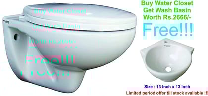 Belmonte Wall Mount/Wall Hung Western Toilet/Commode/Water Closet Mini 49 x 31 x 35 cm