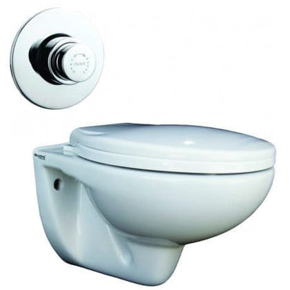 Belmonte Wall Hung Water Closet Mini with Flush Valve & Soft Close Seat Cover - Ivory