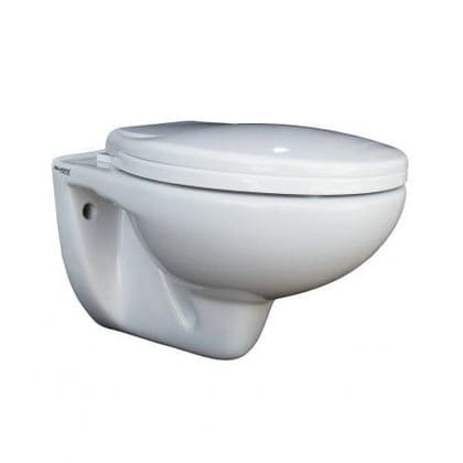 Belmonte Wall Hung Water Closet Mini with Flush Valve & Soft Close Seat Cover - Ivory