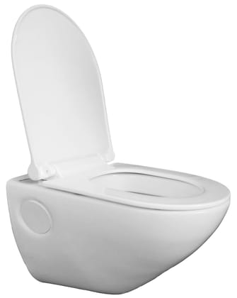 Belmonte Ceramic Wall Mounted/Wall Hung Western Commode/Toilet/Water Closet/EWC Titan with Slim Soft Close Seat Cover - White