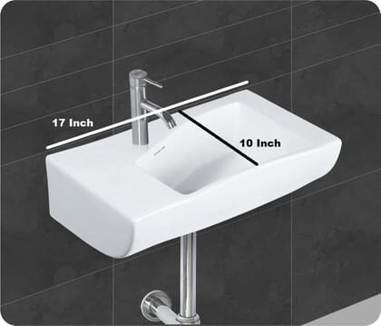 Belmonte Ceramic Small Wall Hung/Wall Mount Sink/Wash Basin Rectangle for Bathroom/Toilet Liza 17 Inch x 10 Inch - Ivory