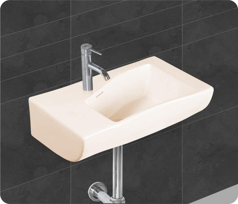 Belmonte Ceramic Small Wall Hung/Wall Mount Sink/Wash Basin Rectangle for Bathroom/Toilet Liza 17 Inch x 10 Inch - Ivory