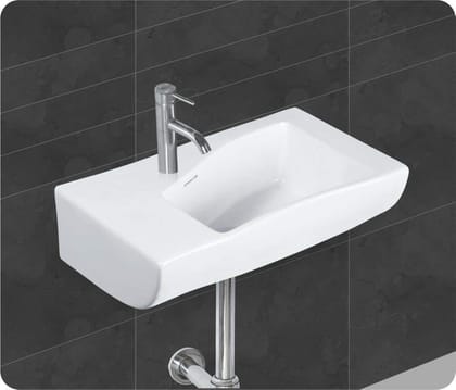 Belmonte Ceramic Wall Hung Liza Sink/Wash Basin for Bathroom Washroom Rectangle, White, Glossy Finish 17 Inch x 10 Inch