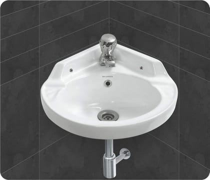 Belmonte Small Corner Sink/wash Basin, White, Glossy Finish