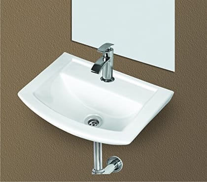 BELMONTE Lily Wall Hung Glossy Wash Basin (White, 18 x 13 Inch)