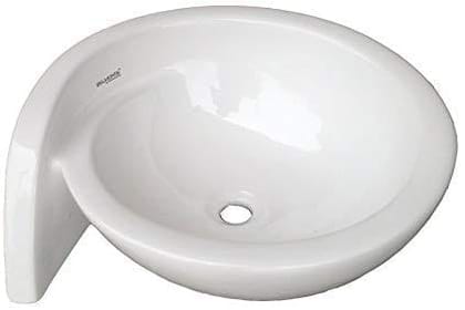 Belmonte Ceramic Glossy finish Moon Counter/Table Top Wash Basin, White - 21 Inch x 18 Inch