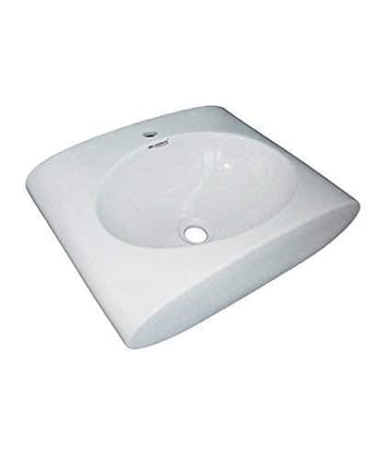 Belmonte Ceramic Wall Hung cup Table Top Wash Basin for Bathroom Slona 20 Inch x 16 Inch - White