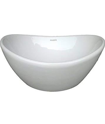 Belmonte Ceramic Bathroom Basin Oval Shape Table Top/Over Counter Vessel Sink/Wash Basin Woizer for Washroom/Toilet 16 Inch x 14 Inch - Ivory