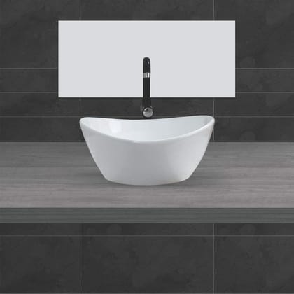 Belmonte Ceramic Bathroom Basin Oval Shape Table Top/Over Counter Vessel Sink/Wash Basin Woizer for Washroom/Toilet 16 Inch x 14 Inch - Ivory