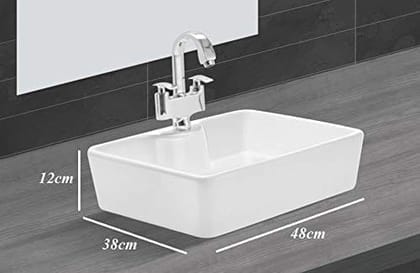 Belmonte Ceramic Table/Counter Top Wash Basin/Sink/Vessel Fusion (LxWxH) 38cm x 48cm x 12cm