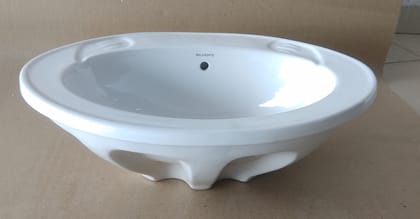 Belmonte Ceramic Oval Shape Self Rimming/Top Counter Wash Basin/Sink for Bathroom/Kitchen (22 x 16 Inch)