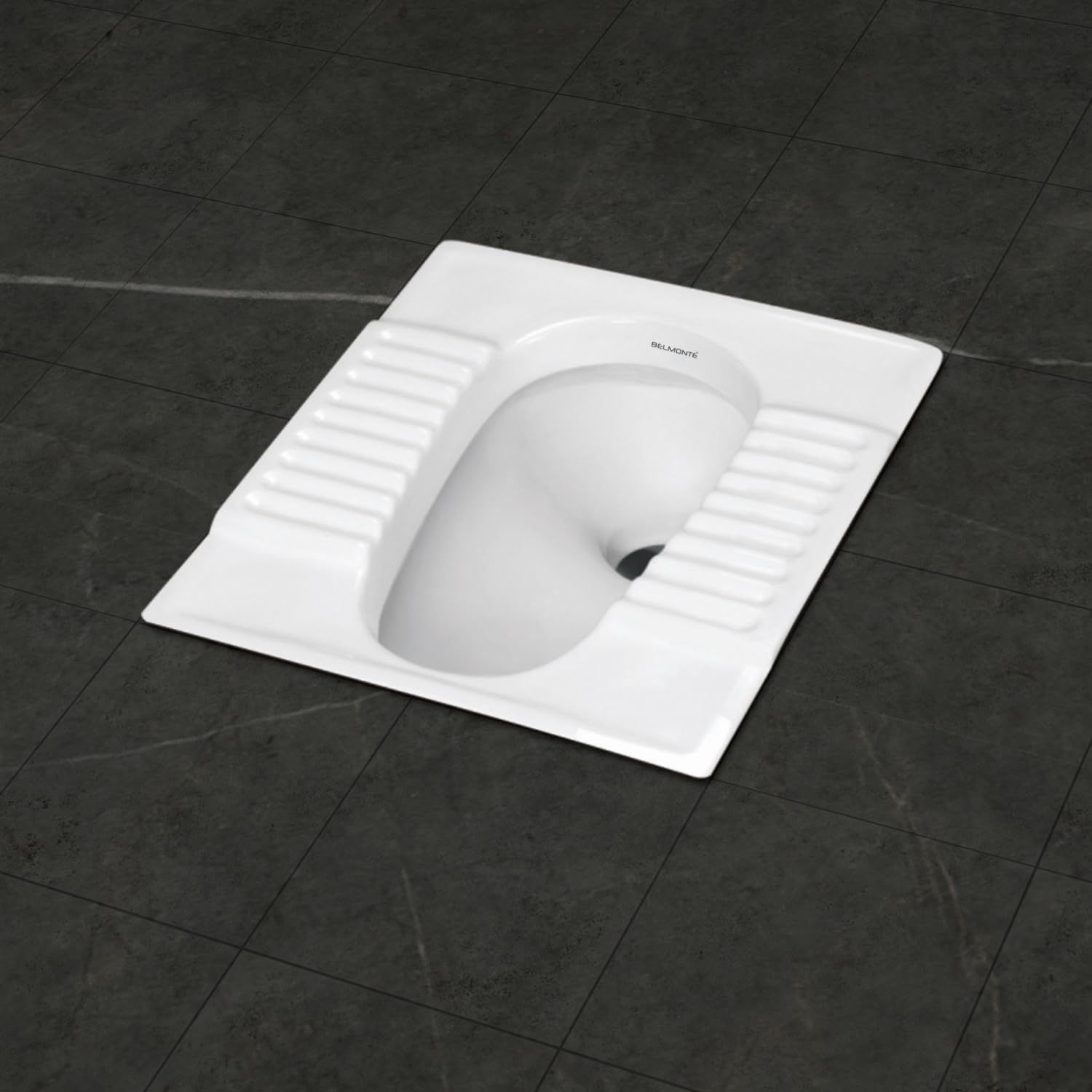 Belmonte Indian Toilet Commode Orissa Pan 20 Inch - White, Ceramic