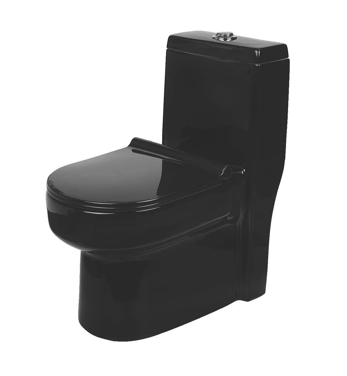 Belmonte Ceramic One Piece Western Toilet Commode Water Closet EWC Dune Outlet Location Floor Side Bottom S Trap Distance 215mm 8.5 Inch Full Black Color