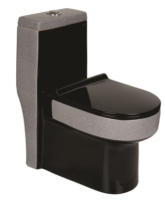Belmonte Ceramic Designer One Piece Western Toilet Commode Water Closet EWC Dune Outlet Location Floor Side Bottom S Trap Distance 215mm 8.5 Inch Rustic Black Color