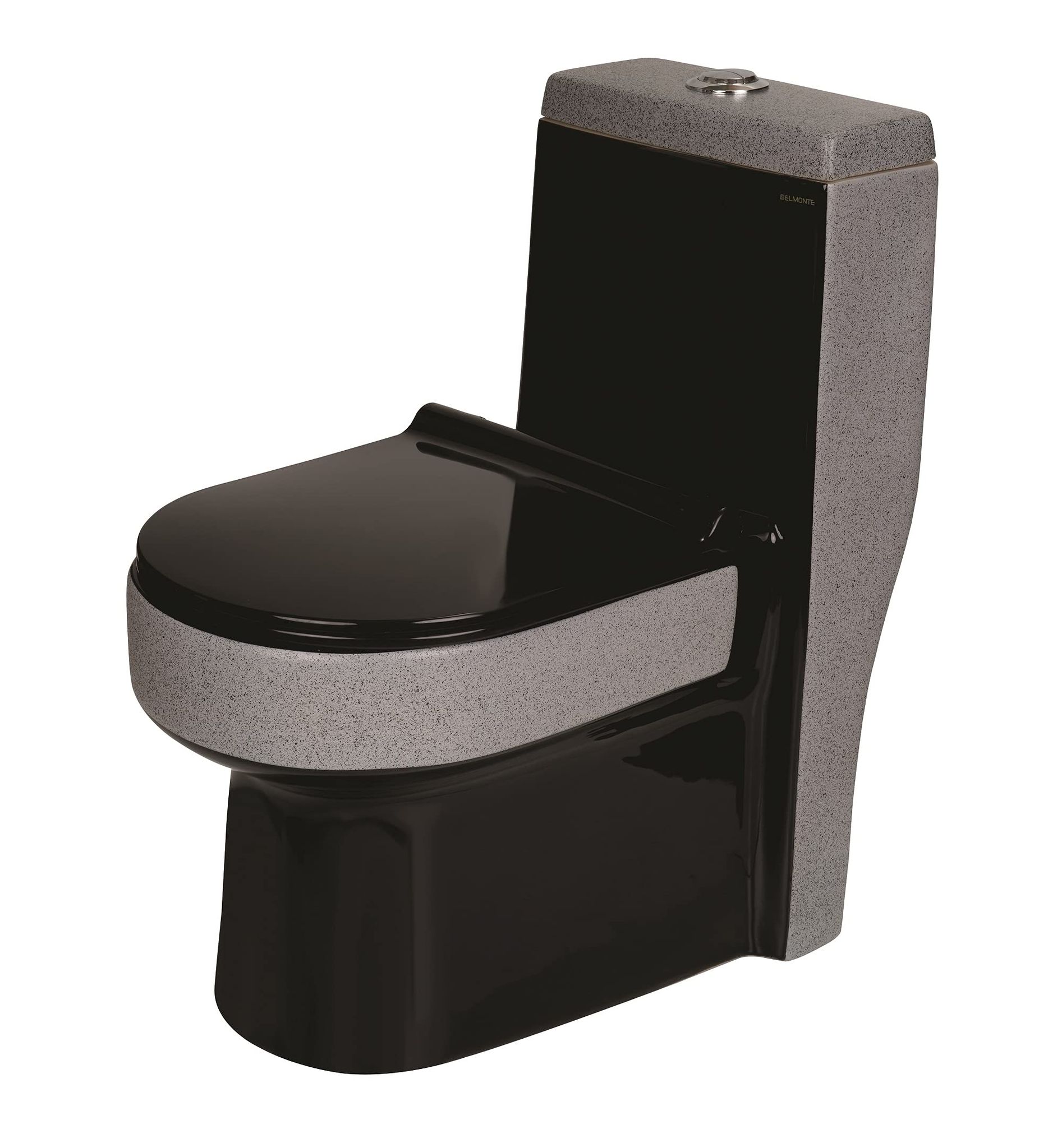 Belmonte Ceramic Designer One Piece Western Toilet Commode Water Closet EWC Dune Outlet Location Floor Side Bottom S Trap Distance 215mm 8.5 Inch Rustic Black Color