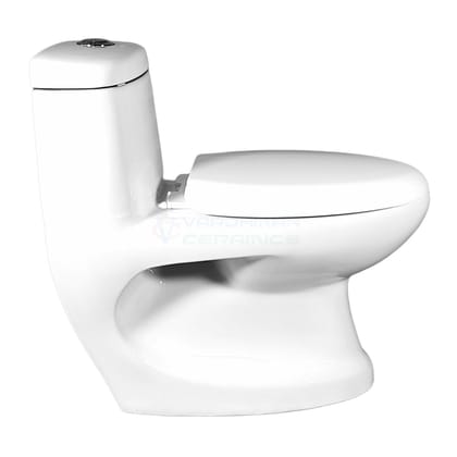 Vardhman Ceramics Water Closet Floor Mounted S Trap WC One Piece Western Commode Outlet on Floor Glossy Finish White for Toilet Bathroom Washroom 807 White