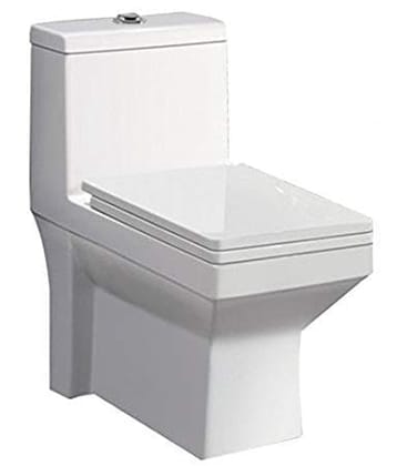 Belmonte Ceramic Floor Mounted One Piece Western Toilet Commode EWC Water Closet Ripone Outlet Location Back Wall Side P Trap Distance 180mm 7 Inch - White