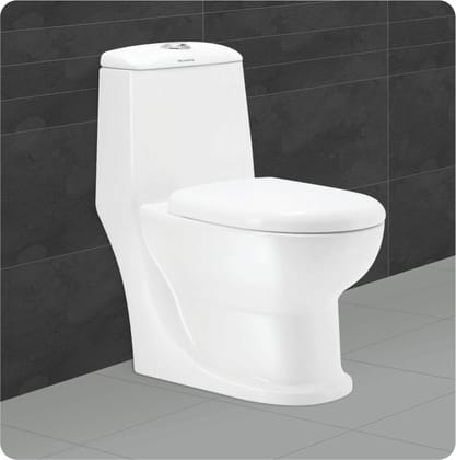Belmonte Ceramic Floor Mounted Outlet Location Floor Side Bottom One Piece Western Toilet Commode Water Closet Cardin S Trap 225mm 9 Inch with Soft Close Toilet Seat Cover - White