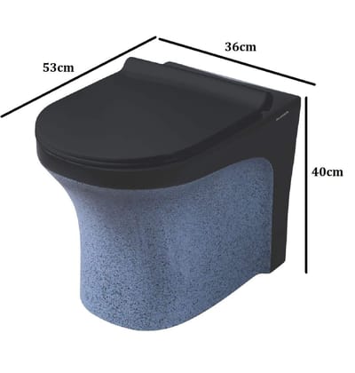 Belmonte Ceramic Designer Western Toilet Commode/Floor Mounted European Water Closet/EWC Retro S Trap 100mm / 4 Inch with Slow Motion/Soft Close Slim Seat Cover 53cm x 36cm x 40cm Rustic Black